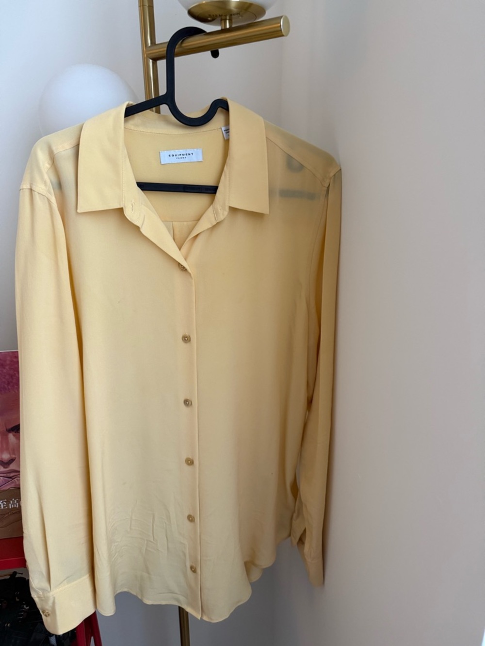 Equipment Soft Butter Yellow Silk Button-Down Blouse